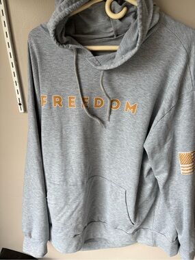 Freedom Graphic Heather Gray Hoodie with Gold Accents